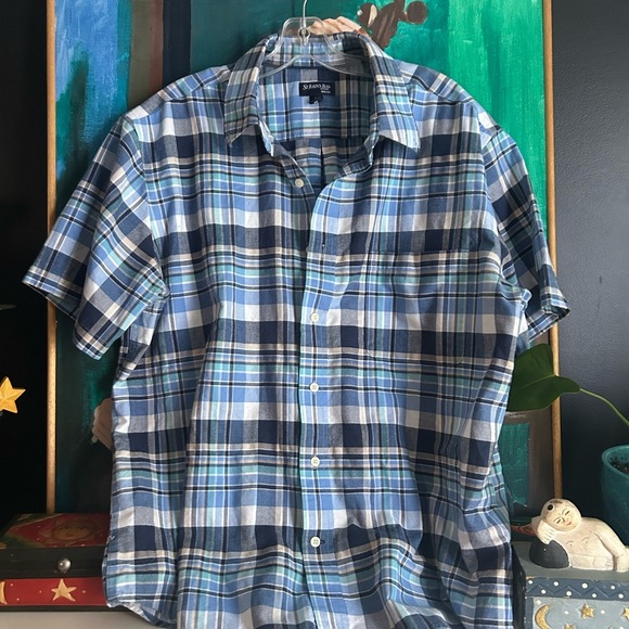 St. John's Bay Men's Blue and Black Plaid Shirt XL - Picture 2 of 12